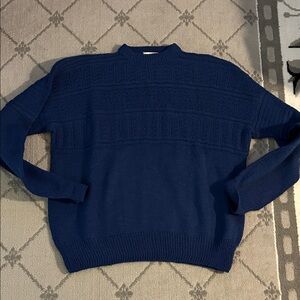 Woman’s Handmade Crewneck Knit Sweater in Deep Navy